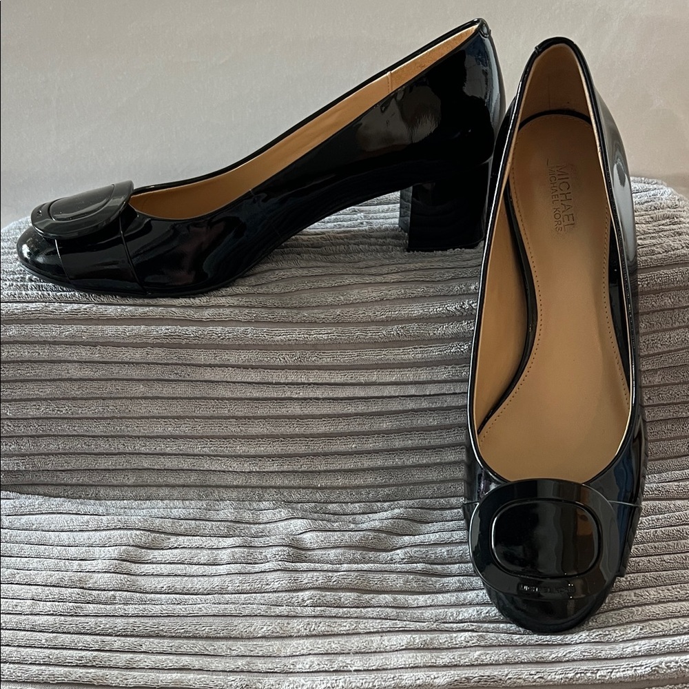 Michael Kors Shiny Black Block Heels